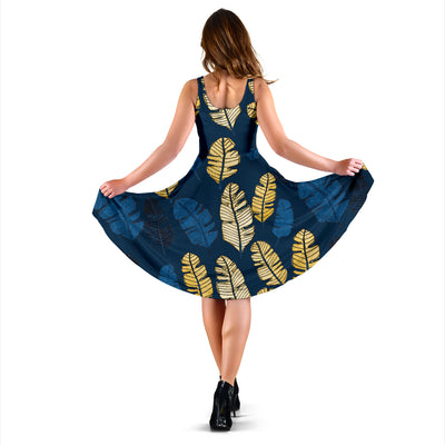Banana Leaf Pattern Print Design BL09 Midi Dress