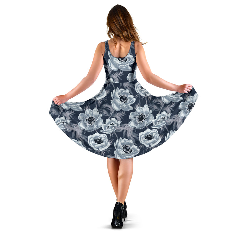 Anemone Pattern Print Design AM09 Midi Dress