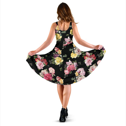 Rose Pattern Print Design RO010 Midi Dress
