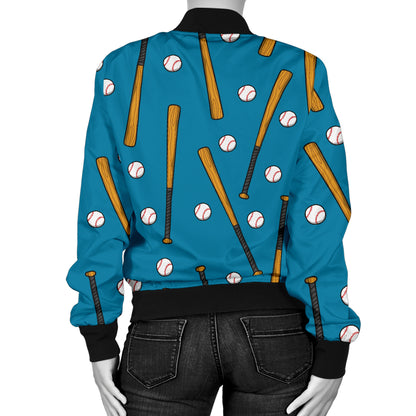 Baseball Pattern Print Design 01 Women's Bomber Jacket