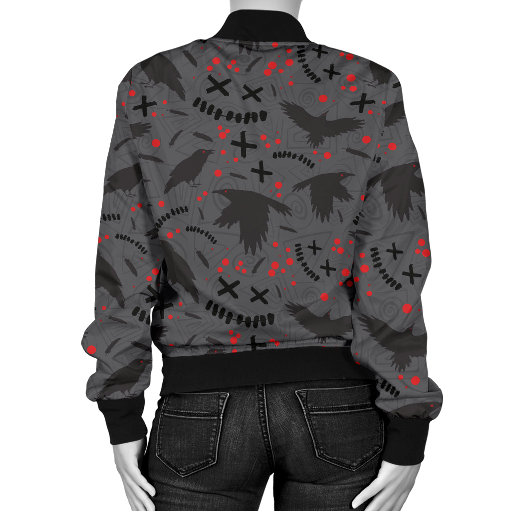 Crow Pattern Print Design 02 Women's Bomber Jacket