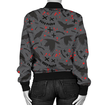 Crow Pattern Print Design 02 Women's Bomber Jacket