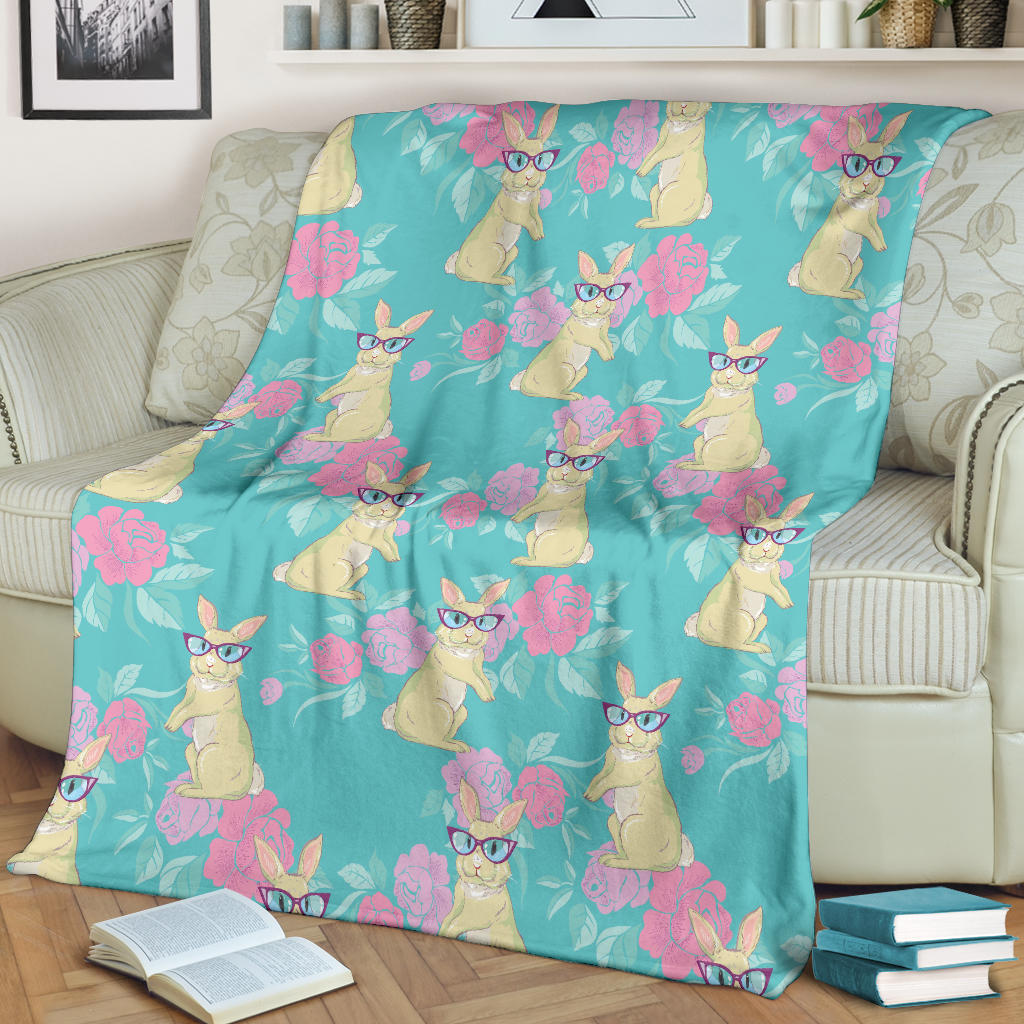 Rabbit Pattern Print Design RB05 Fleece Blanket
