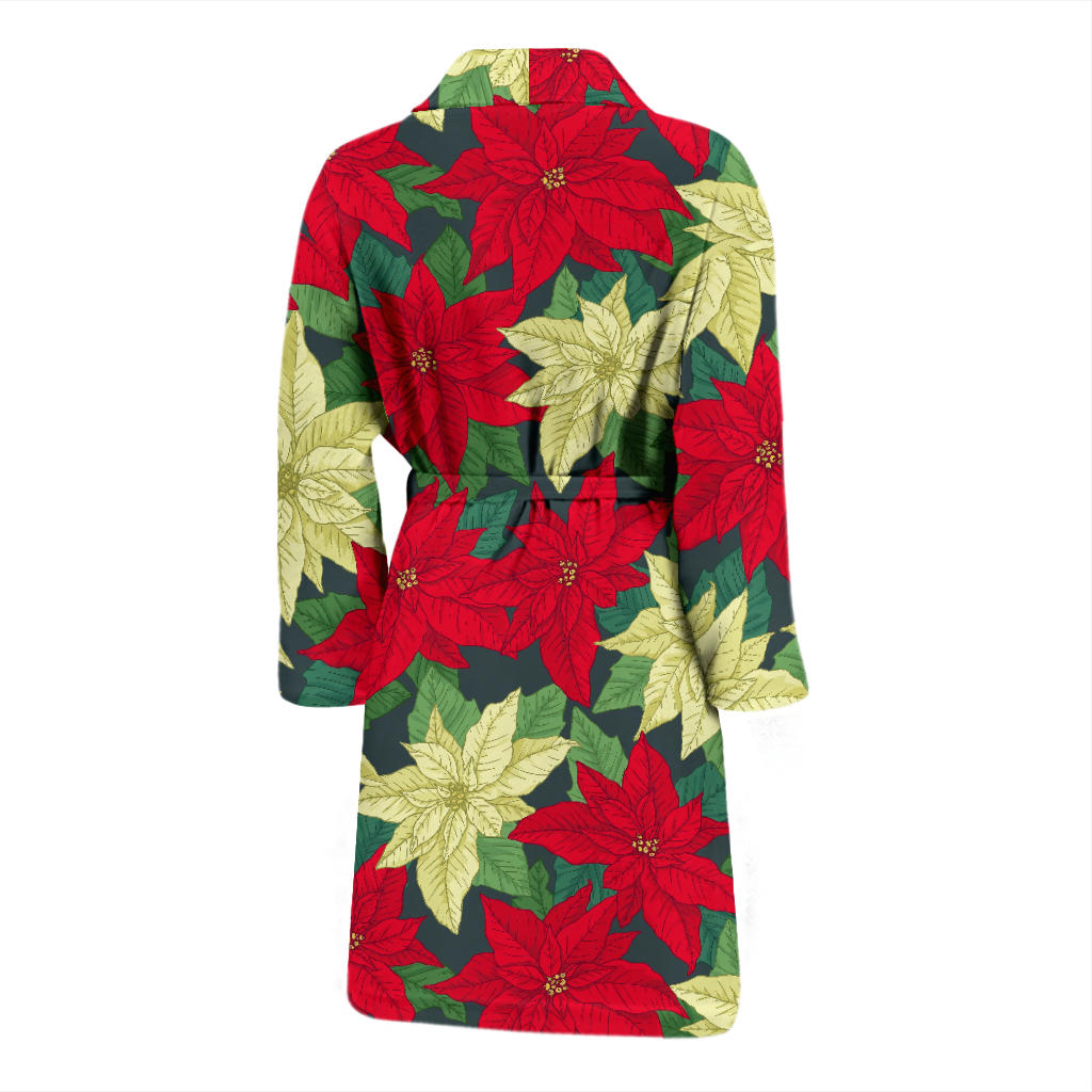 Poinsettia Pattern Print Design POT06 Men Bathrobe