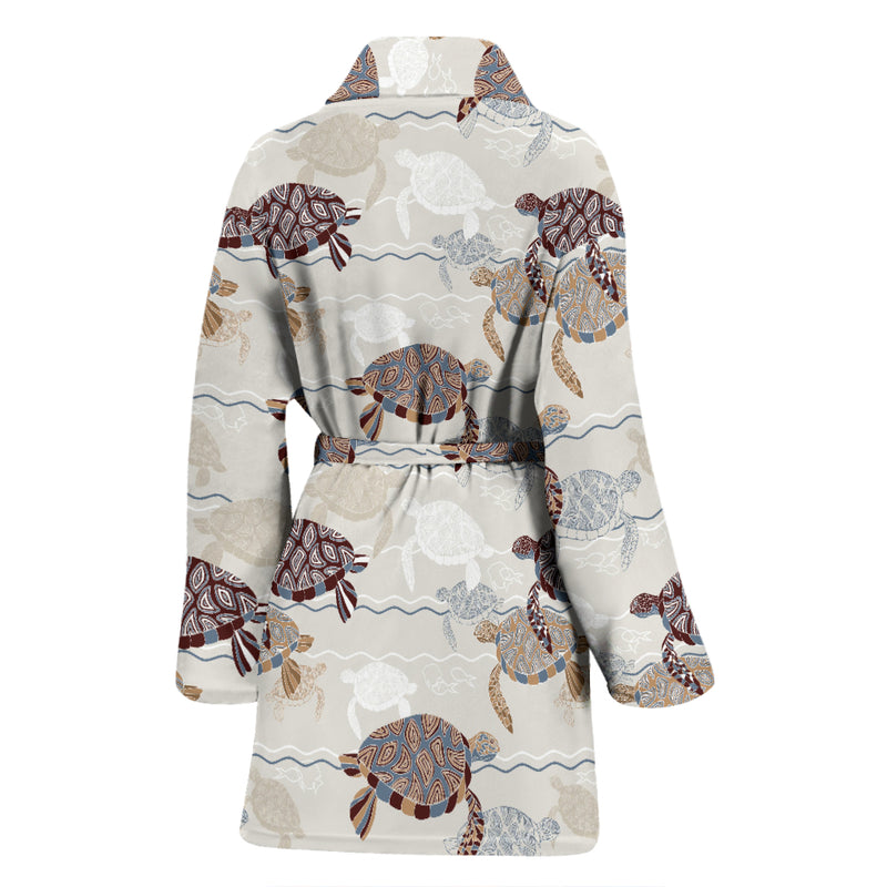 Sea Turtle Pattern Print Design T07 Women Bathrobe