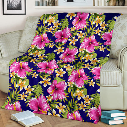 Pink Hibiscus Pattern Print Design HB027 Fleece Blanket