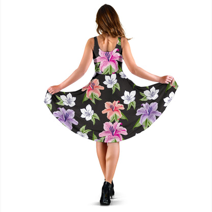 Lily Pattern Print Design LY02 Midi Dress