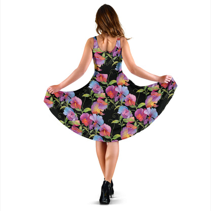 Peony Pattern Print Design PE012 Midi Dress