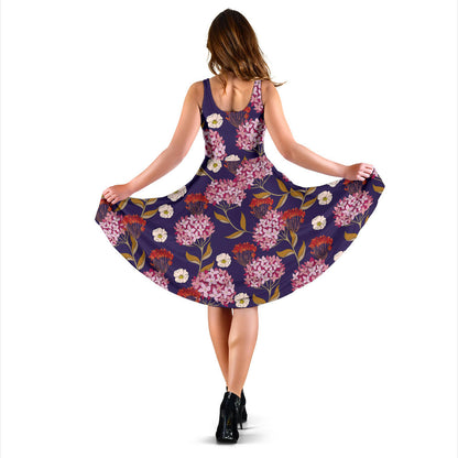 Hydrangea Pattern Print Design HD010 Midi Dress