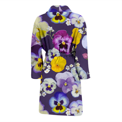 Pansy Pattern Print Design PS02 Men Bathrobe