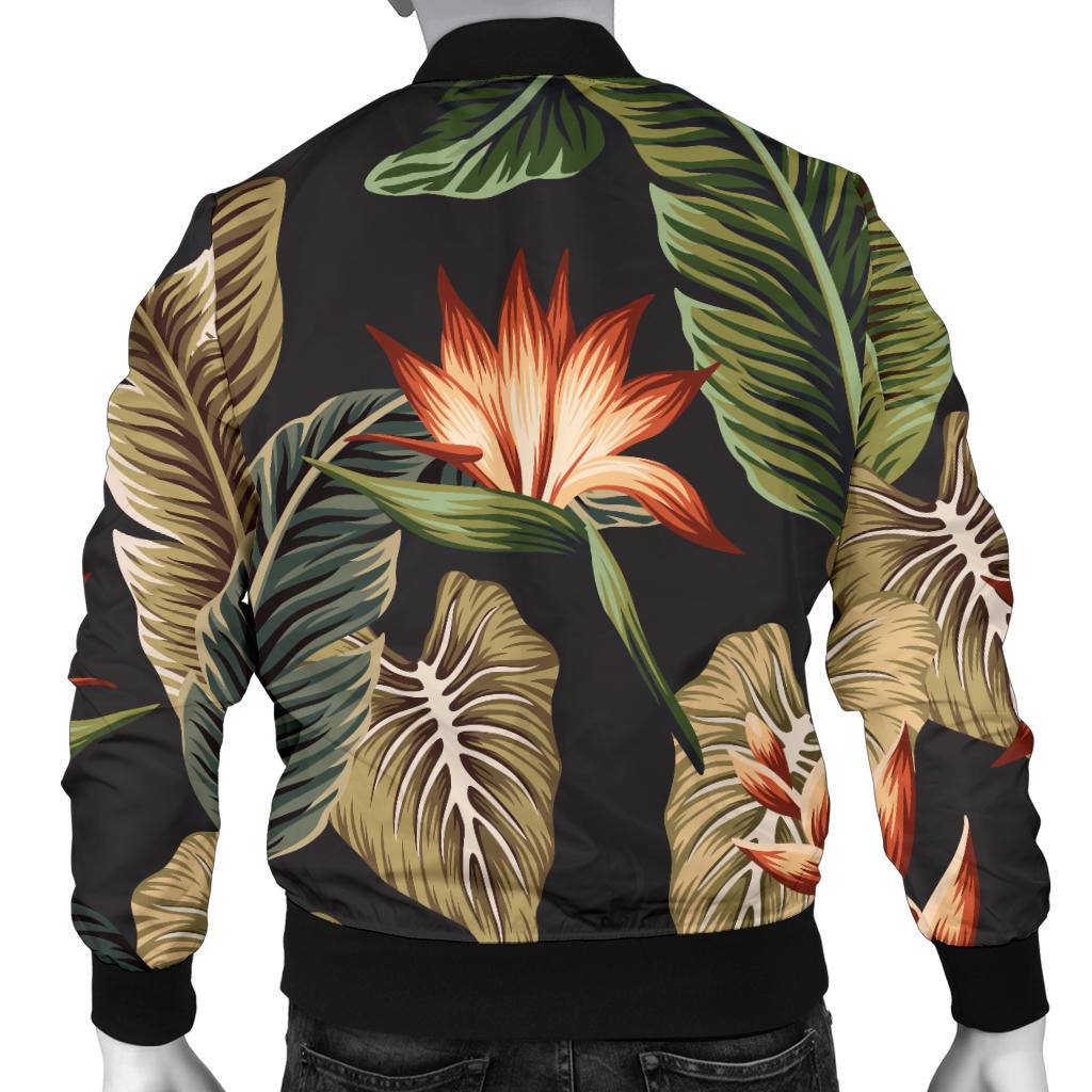 Tropical Flower Pattern Print Design TF014 Men Bomber Jacket
