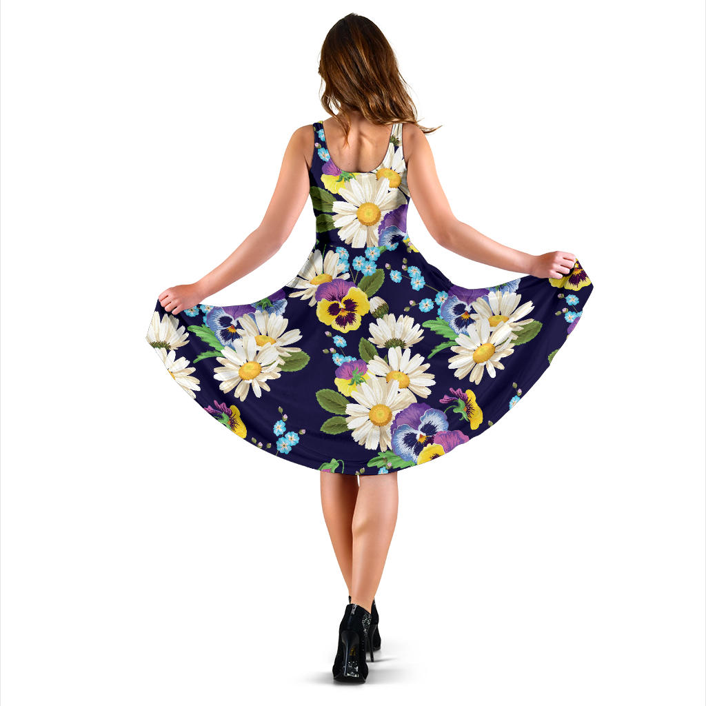 Pansy Pattern Print Design PS03 Midi Dress