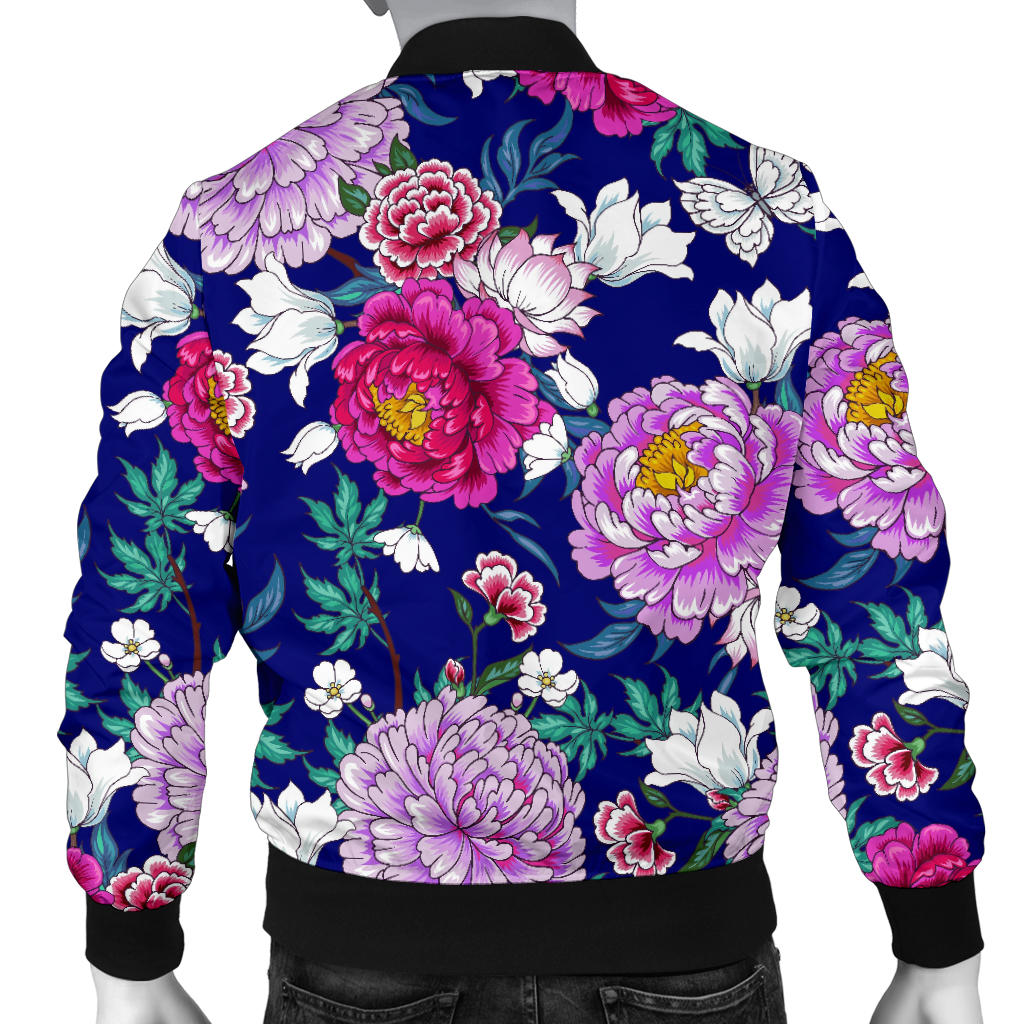 Dahlia Pattern Print Design DH013 Men Bomber Jacket