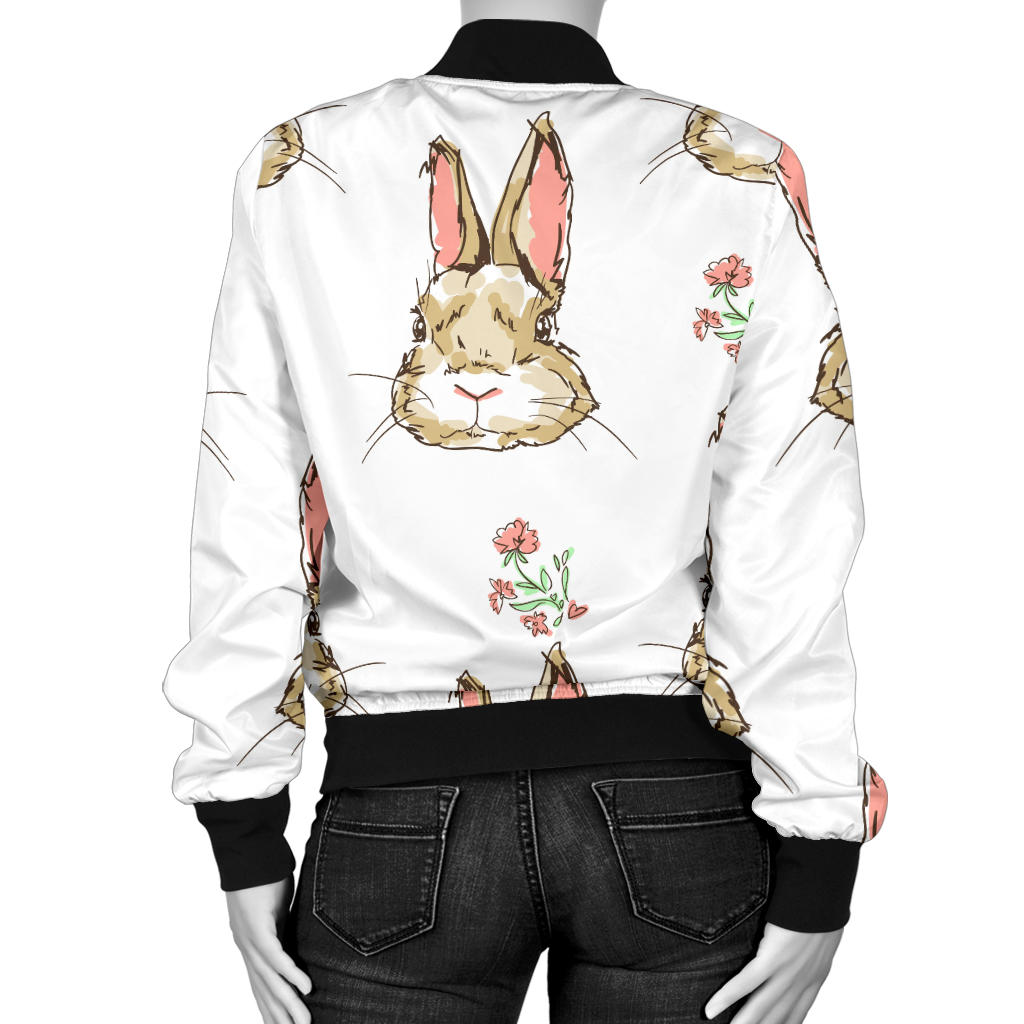 Rabbit Pattern Print Design RB09 Women Bomber Jacket