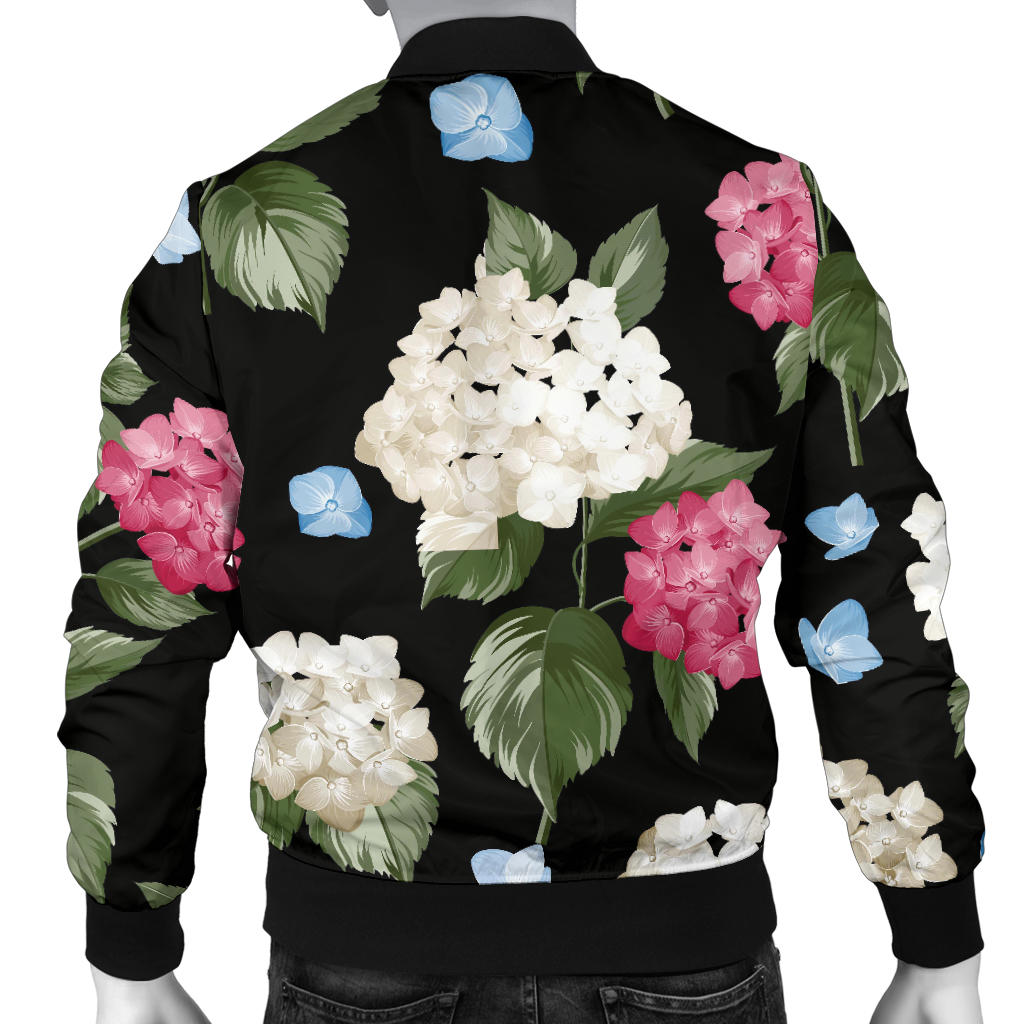 Hydrangea Pattern Print Design HD09 Men Bomber Jacket
