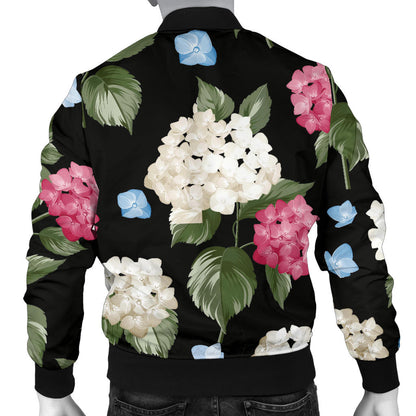 Hydrangea Pattern Print Design HD09 Men Bomber Jacket