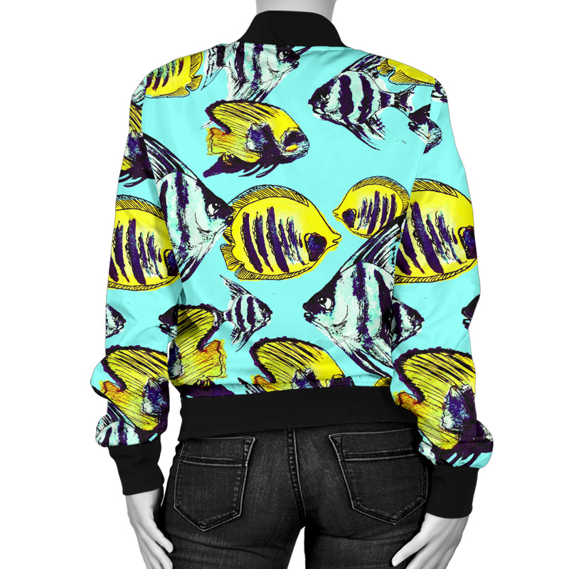 Angelfish Pattern Print Design 02 Women's Bomber Jacket