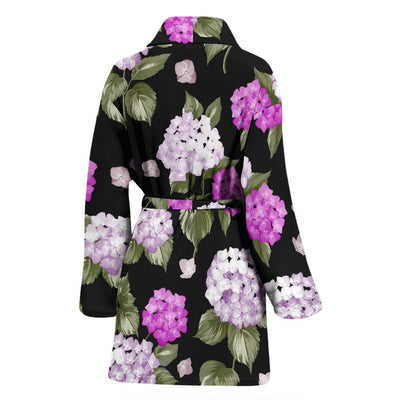 Hydrangea Pattern Print Design HD011 Women Bathrobe