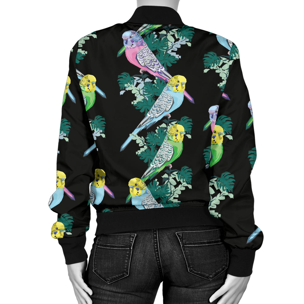 Budgerigar Pattern Print Design 03 Women's Bomber Jacket