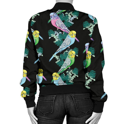 Budgerigar Pattern Print Design 03 Women's Bomber Jacket