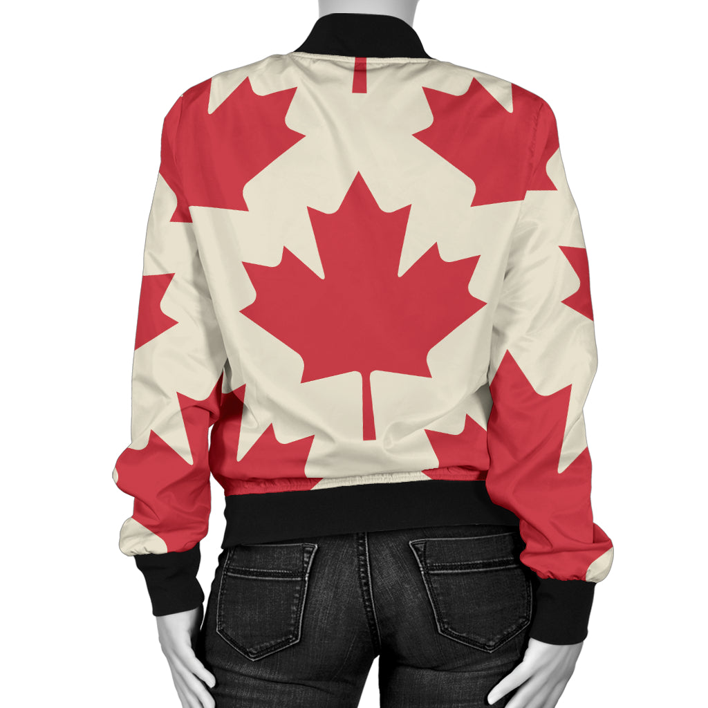 Maple Leaf Pattern Print Design 03 Women's Bomber Jacket
