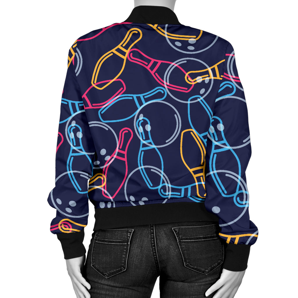 Bowling Pattern Print Design 07 Women's Bomber Jacket