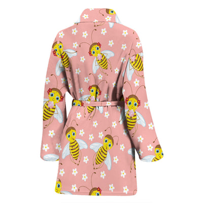 Bee Pattern Print Design BEE07 Women Bathrobe