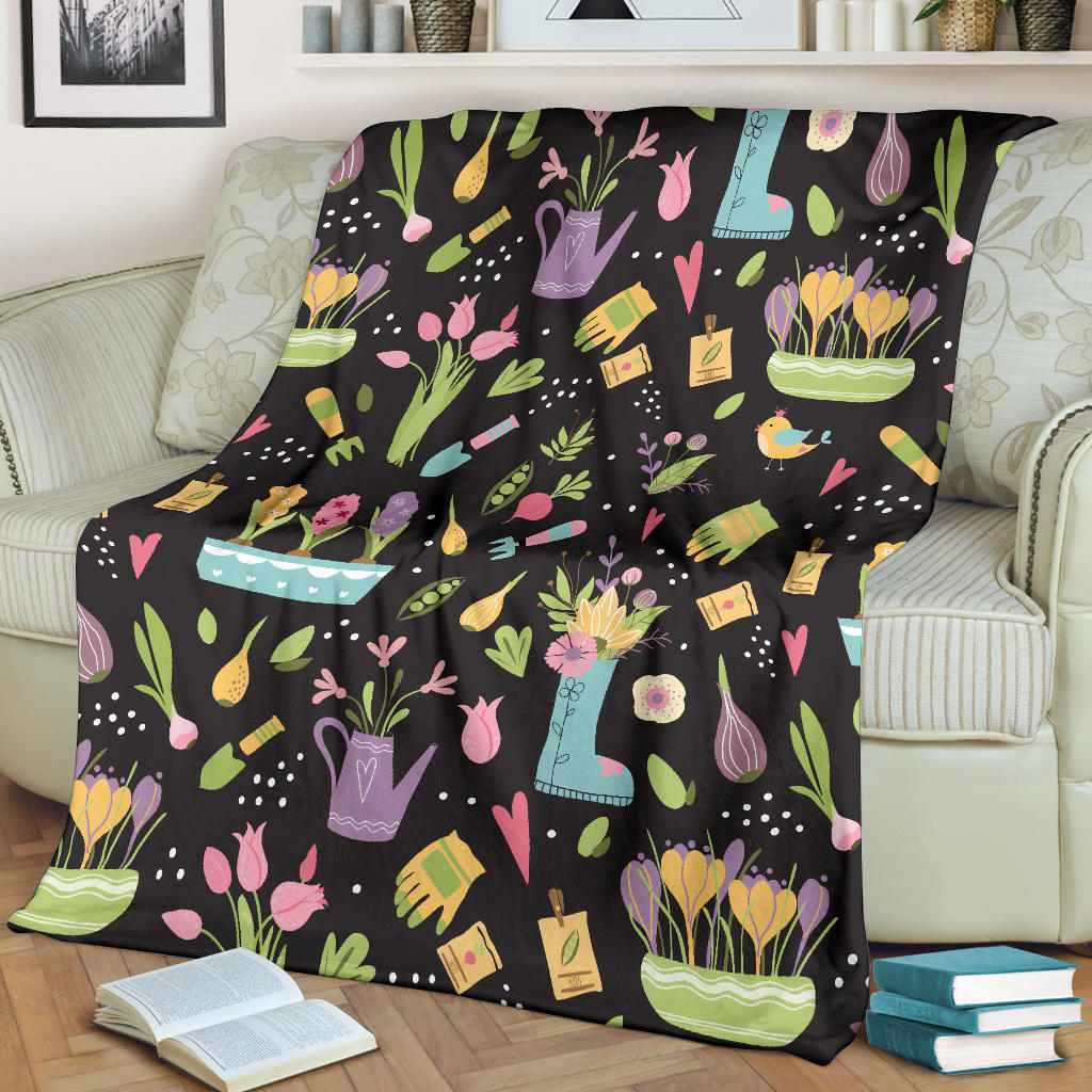 Gardening Pattern Print Design G03 Fleece Blanket
