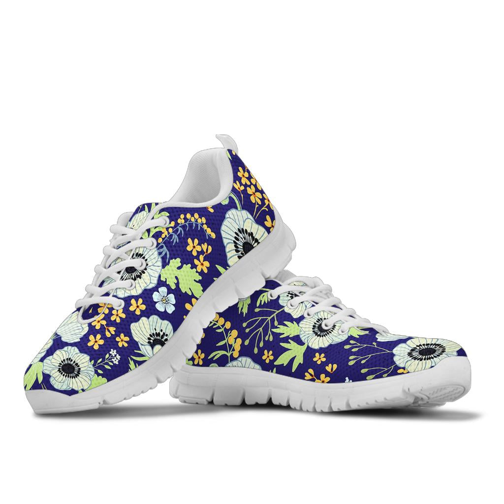 Anemone Pattern Print Design AM06 Sneakers White Bottom Shoes