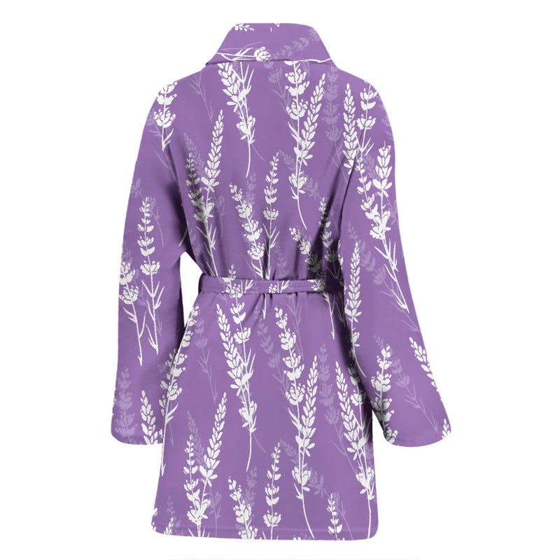 Lavender Pattern Print Design LV08 Women Bathrobe