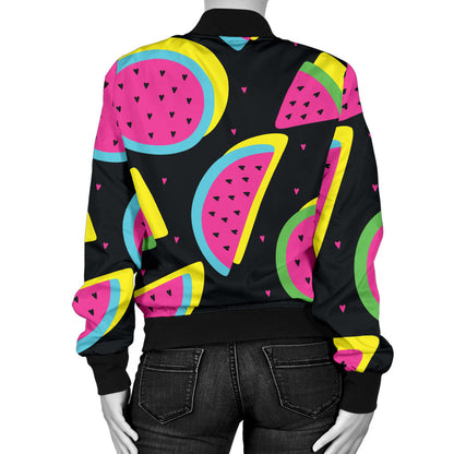 Watermelon Pattern Print Design WM07 Women Bomber Jacket