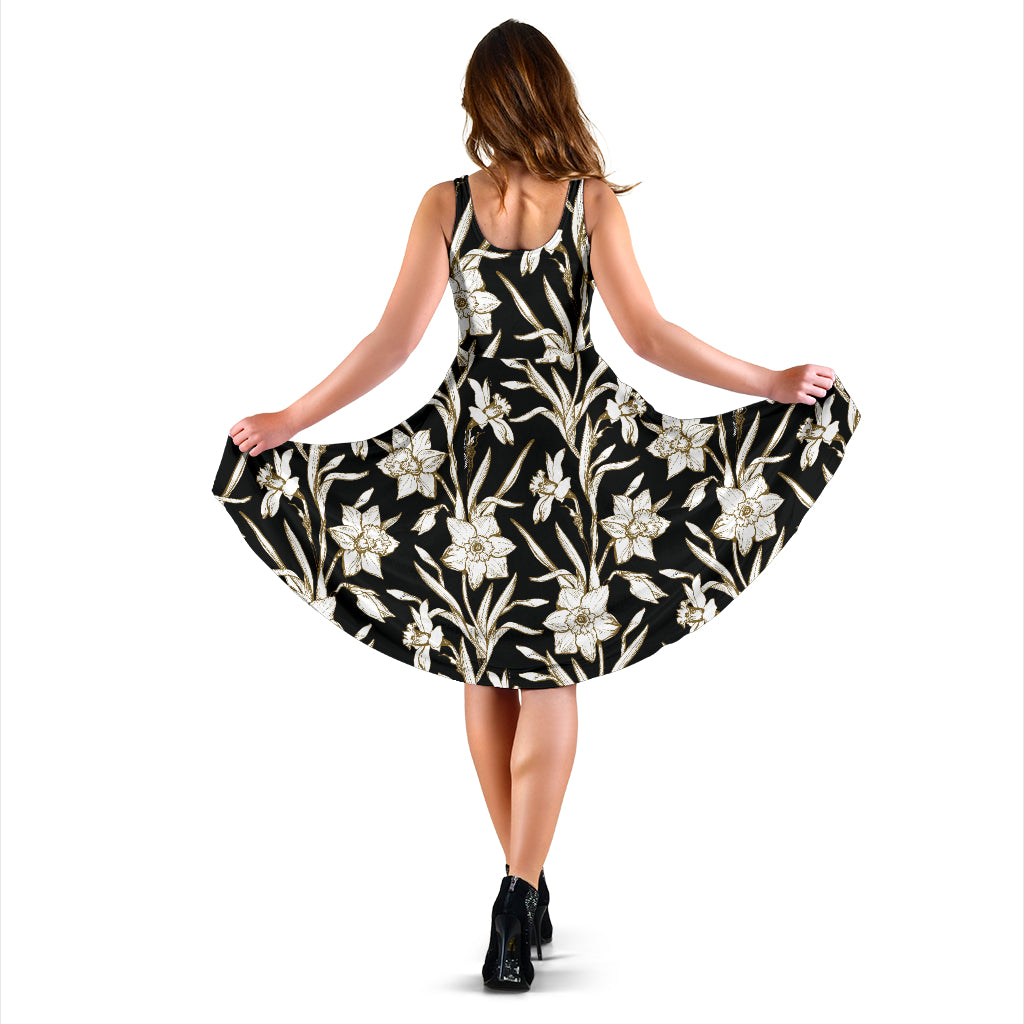 Daffodils Pattern Print Design DF06 Midi Dress