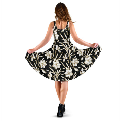 Daffodils Pattern Print Design DF06 Midi Dress