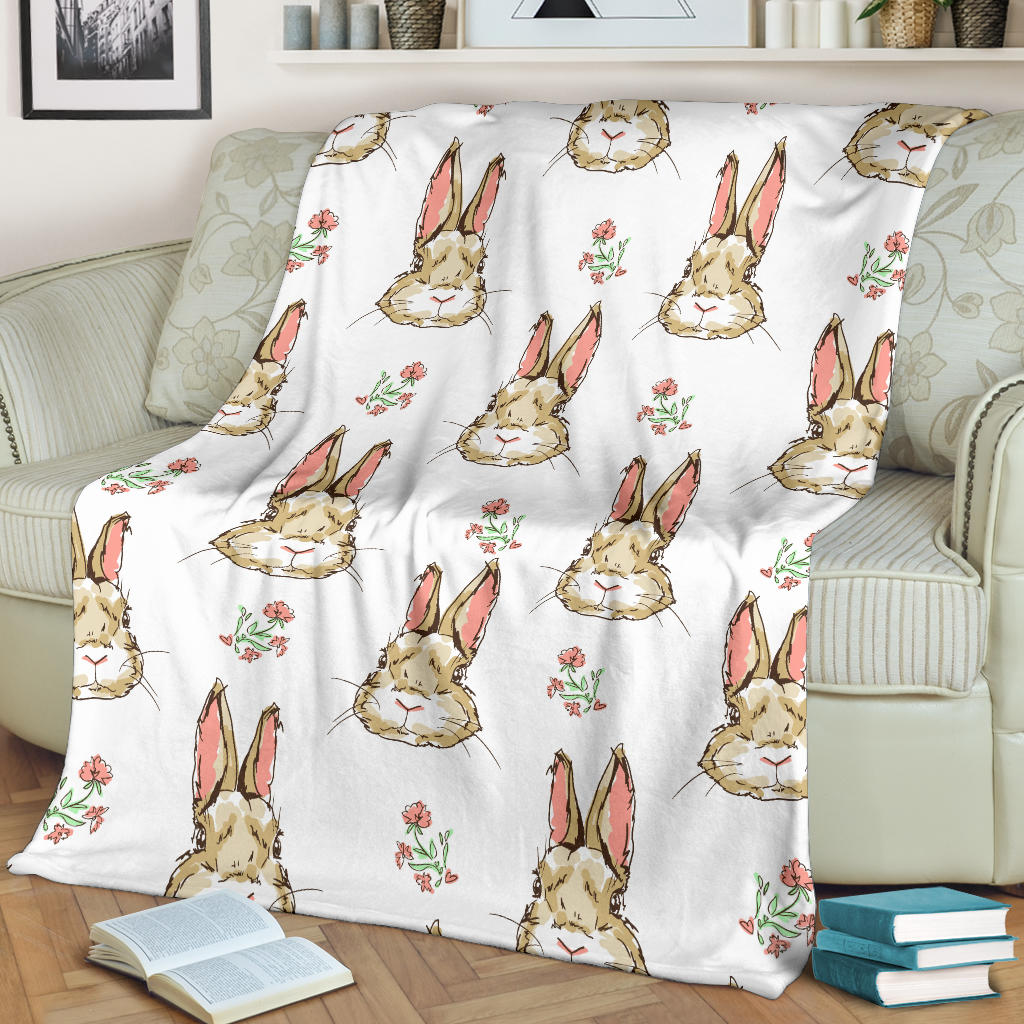 Rabbit Pattern Print Design RB09 Fleece Blanket