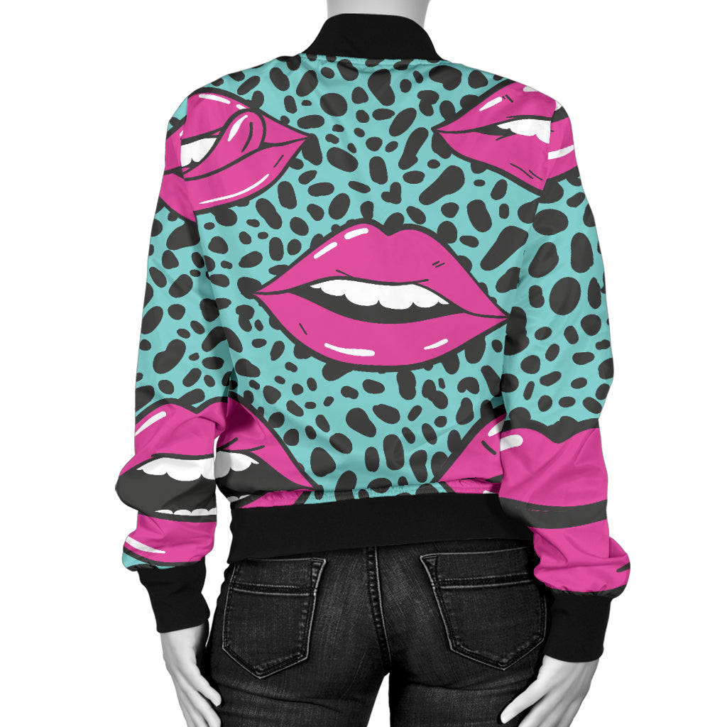 Lip Pattern Print Design 04 Women's Bomber Jacket