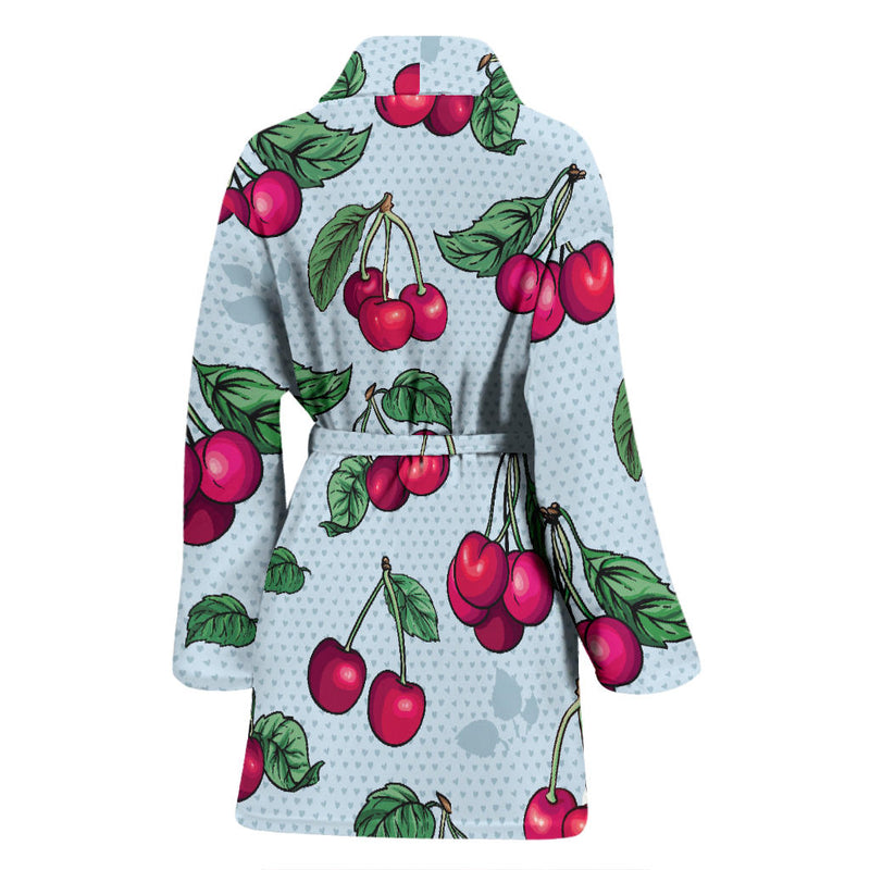 Cherry Pattern Print Design CH01 Women Bathrobe