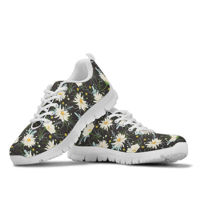 Daisy Pattern Print Design DS08 Sneakers White Bottom Shoes