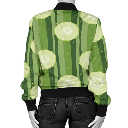 Cucumber Pattern Print Design CC03 Women Bomber Jacket