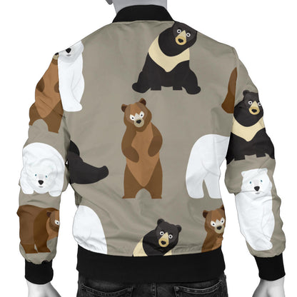 Bear Pattern Print Design BE03 Men Bomber Jacket