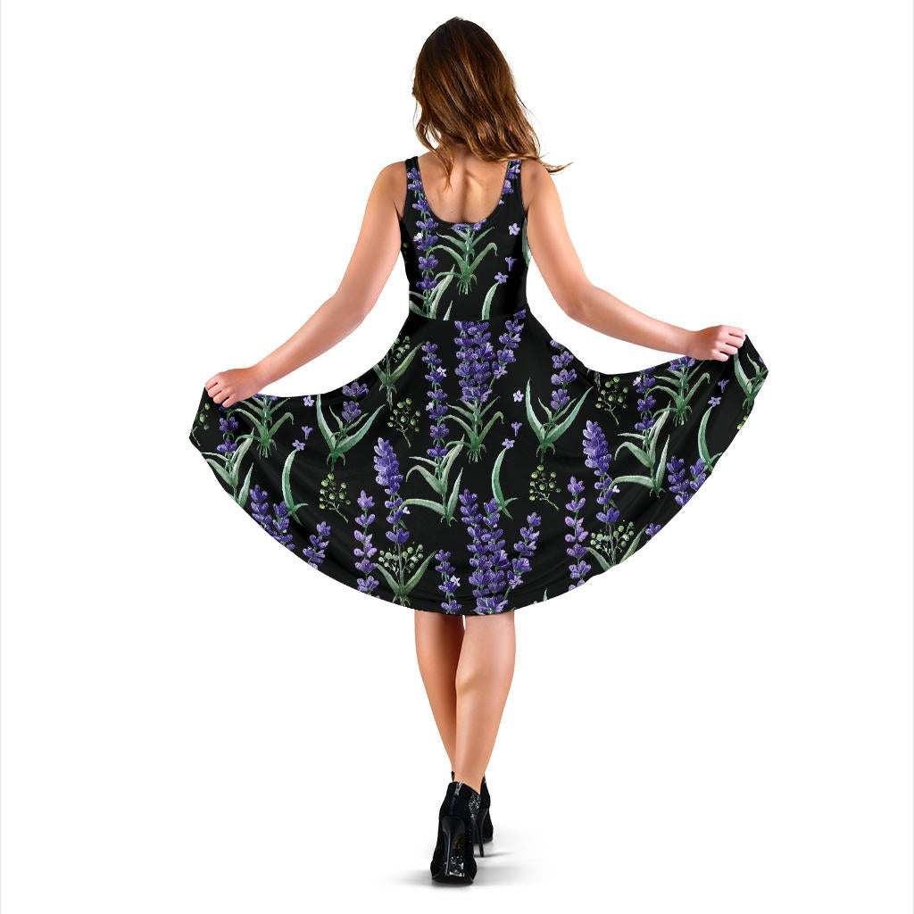 Lavender Pattern Print Design LV01 Midi Dress