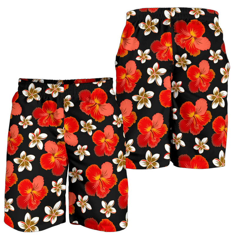 Red Hibiscus Pattern Print Design HB022 Mens Shorts