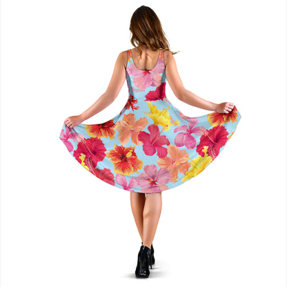 Hibiscus Pattern Print Design HB020 Midi Dress