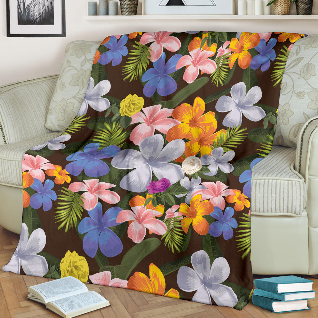 Plumeria Pattern Print Design PM03 Fleece Blanket