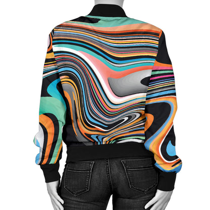 Liquid Pattern Print Design 02 Women's Bomber Jacket
