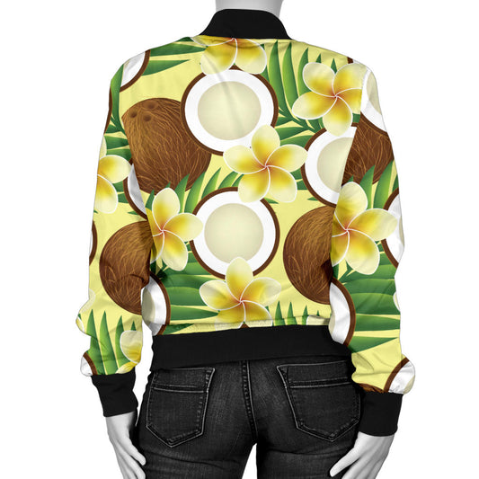 Coconut Pattern Print Design CN02 Women Bomber Jacket