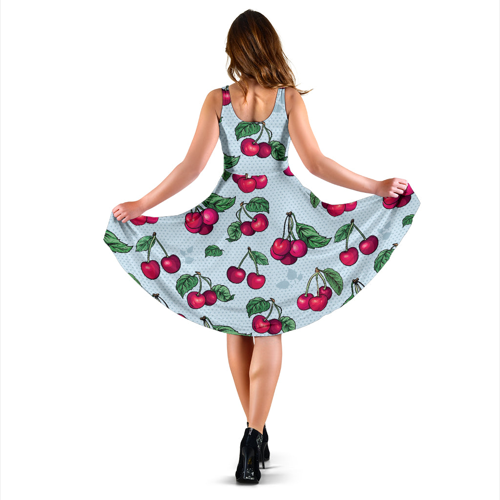 Cherry Pattern Print Design CH01 Midi Dress