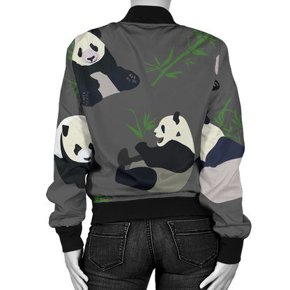 Panda Pattern Print Design A06 Women's Bomber Jacket