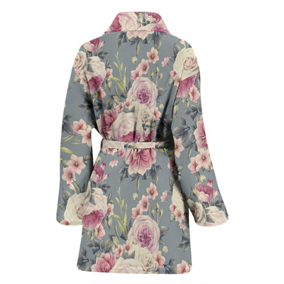 Peony Pattern Print Design PE05 Women Bathrobe