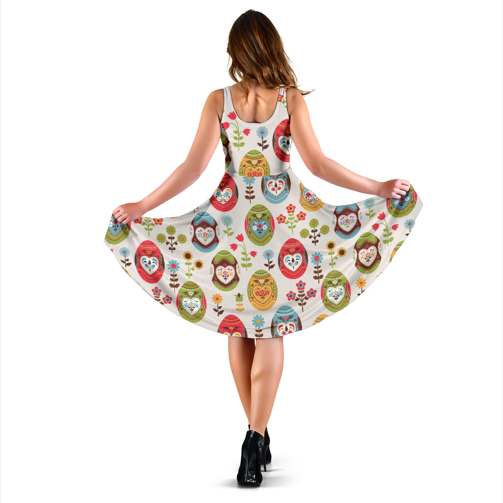 Easter Eggs Pattern Print Design RB011 Midi Dress