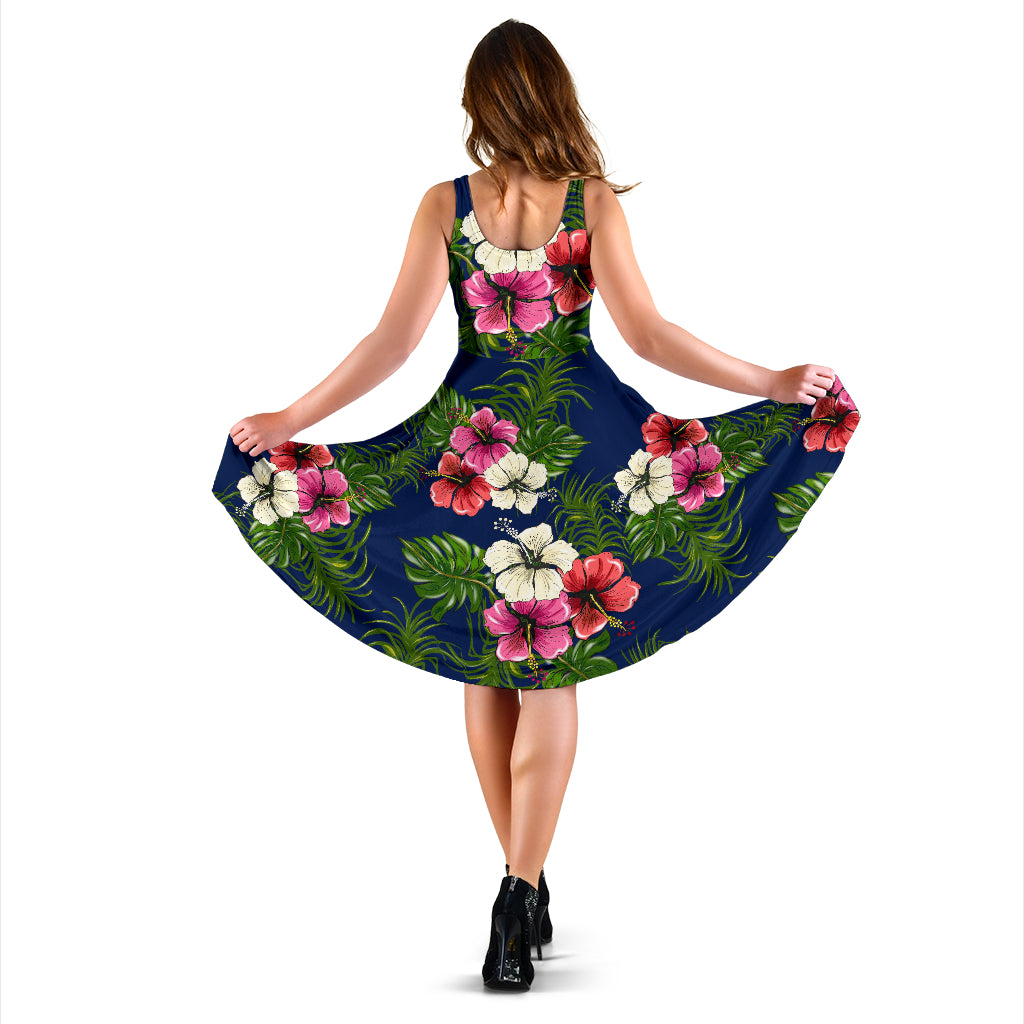 Hibiscus Pattern Print Design HB028 Midi Dress